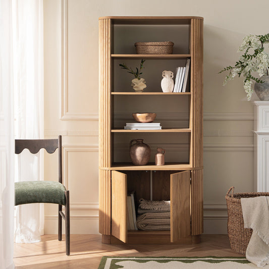Linea Casa Bookcase with Cabinet, Oak